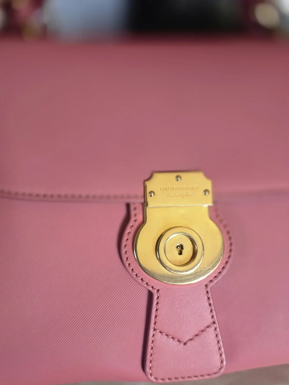 Burberry DK88 Pink Leather Top-Handle Bag with Gold Hardware